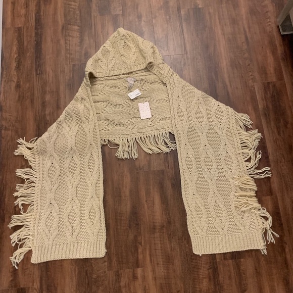 Free People Accessories - Hooded poncho scarf with fringe